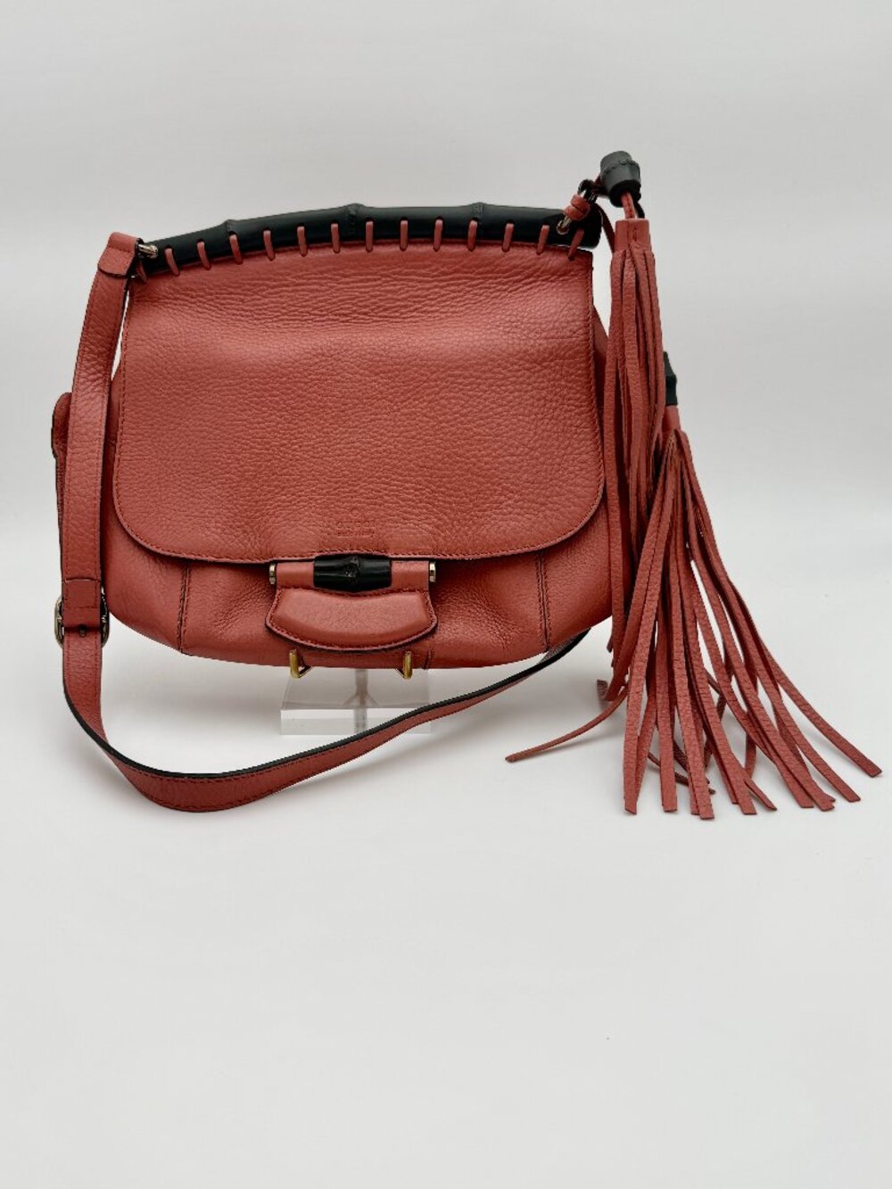 GUCCI Pre-Loved Leather Bamboo Nouveau Fringe Crossbody